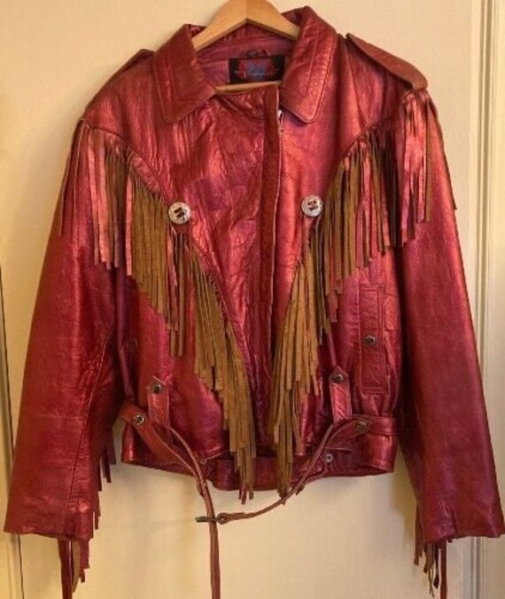 Leather fringe women's jacket by Verducci vintage