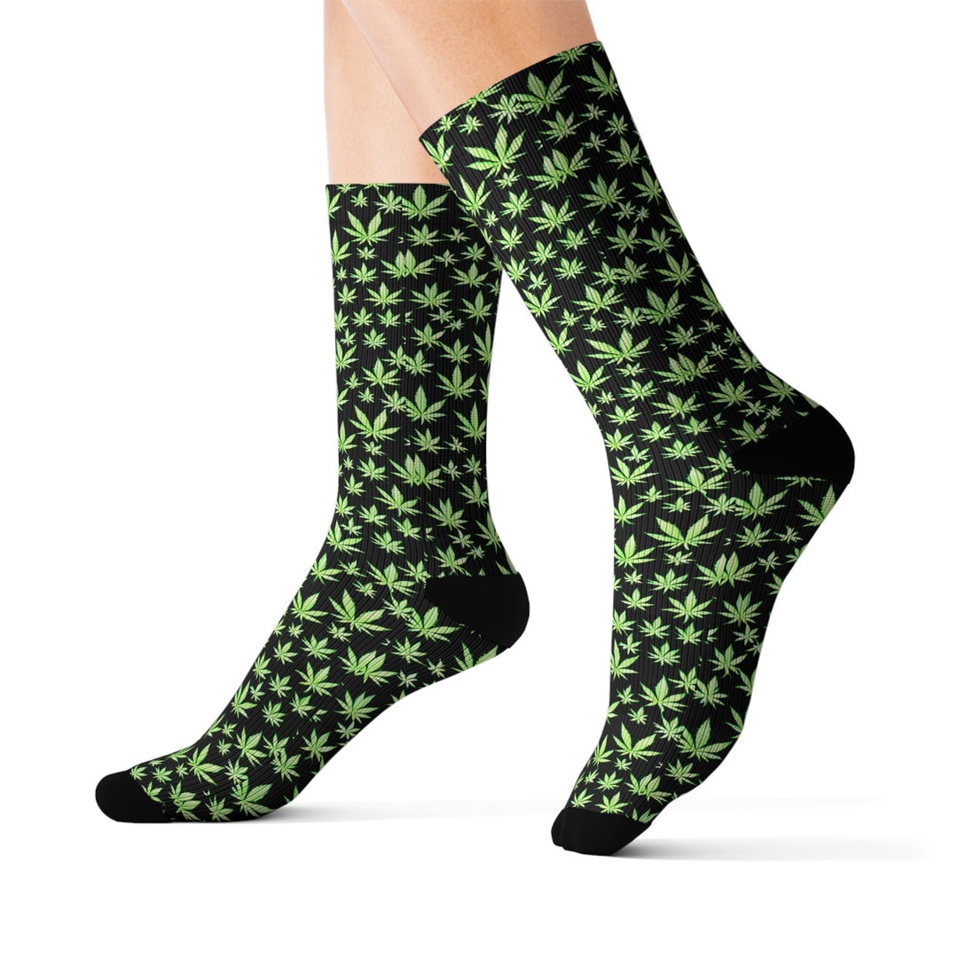 Weed Socks, Mary Jane Fans, Pot Leaf Print, Cut and Fun Gift, Sock ...