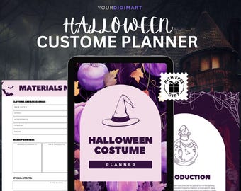 プランナー ハロウィンコスチュームプランナー PDF 印刷可能 家族またはグループ DIY コスチュームアイデア デザイン デコレーション トリックオアトリートパーティー チェックリスト プランニング