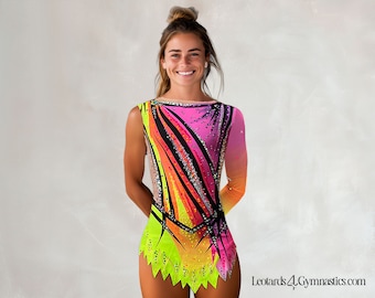 Body versatile per ginnastica ritmica, pattinaggio, balletto e acrobazia | Lycra elastica in bianco e viola - LILY