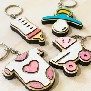 Geboortesleutelhanger, sleutelhanger voor geboortebedankjes, doopplaatskaart, cadeau voor nieuwe ouders, lieve hanger.