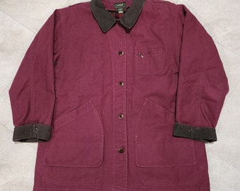 VTG LL Bean Womens XL Primaloft Flannel Lined Removable Canvas Barn Chore Jacket