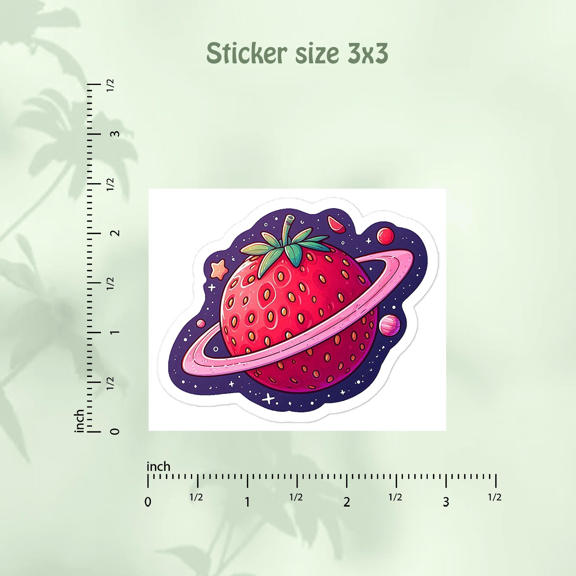 Strawberry Vinyl Sticker. Cute Fruit Planet Decal for Laptop Decor ...