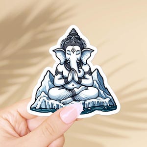 Ganesh meditierender Aufkleber - Hindu-Religion, niedliche hinduistische Symbole und spirituelle Geschenke - Yoga-Liebhaber-Vinyl-Aufkleber für Laptop, Gebetstagebuch