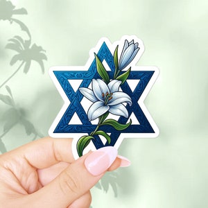 Jewish Star of David sticker. Hebrew, judaism symbols decal, religious faith & god sticker for gift. Scrapbooking, macbook sticker aesthetic