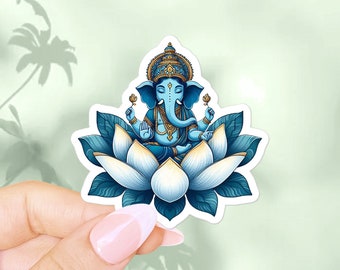 Blue Ganesh sticker. Bullet journal, iPad, macbook and phone case stickers aesthetic. Hinduism symbols, religious & god stickers for gifts