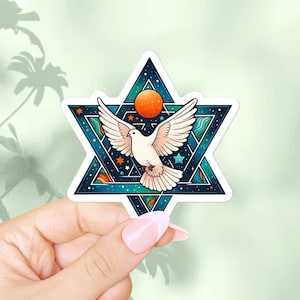 Star of David jewish sticker. Judaism symbols decal, religious faith, god sticker for gift. Scrapbooking, mirror, macbook sticker aesthetic