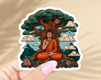 Sitting buddha nature sticker. Buddhist symbols, god stickers for cars and prayer journal. Buddhism, spiritual healing meditation yoga gifts