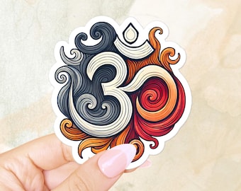 Om symbol sticker – Hindu, buddhist and jainism religion - Spiritual vinyl decals for laptop case, prayer journal, scrapbook, luggage