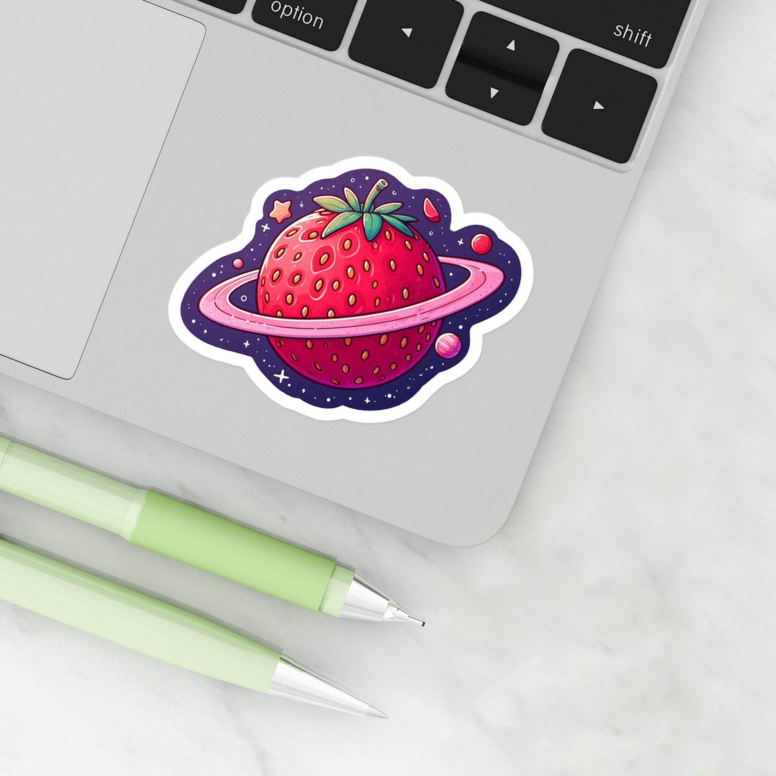 Strawberry Vinyl Sticker. Cute Fruit Planet Decal for Laptop Decor ...