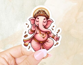 Ganesha dancing sticker – Hindu religion, hinduism symbols and spiritual lifestyle - Yoga lover vinyl decal for laptop, mindfulness journal