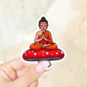 Buddha meditating sticker – Zen buddhism faith, buddhist symbols and spiritual gifts - Yoga lover vinyl decal for laptop, prayer journal