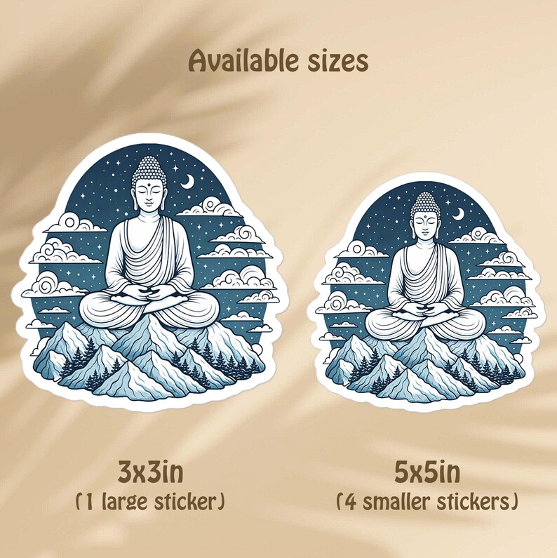 Sitting Buddha sticker. Buddhist art vinyl decal, religious gifts, god decoration for spiritual bullet journal, laptop sticker aesthetic image 4
