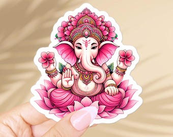 Ganesh flower sticker. Bullet journal, iPad, macbook and phone case stickers aesthetic. Hinduism symbols, religious & god stickers for gift