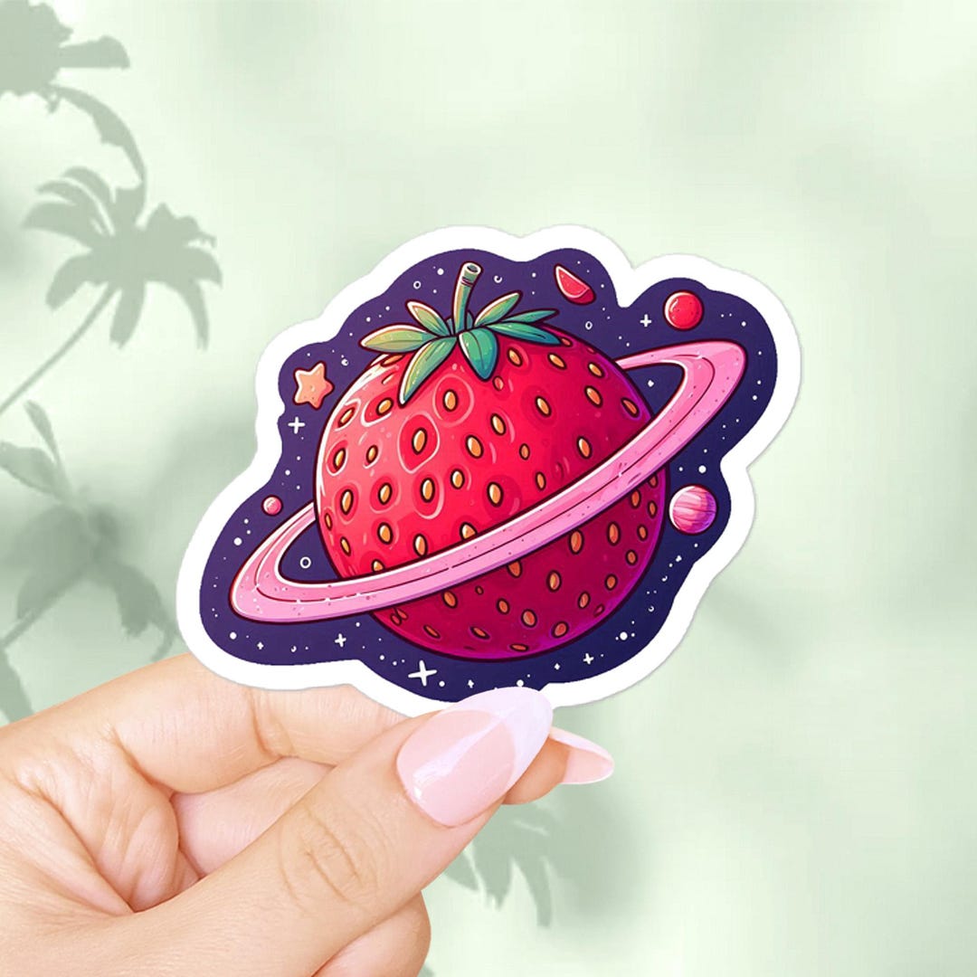 Strawberry Vinyl Sticker. Cute Fruit Planet Decal for Laptop Decor ...