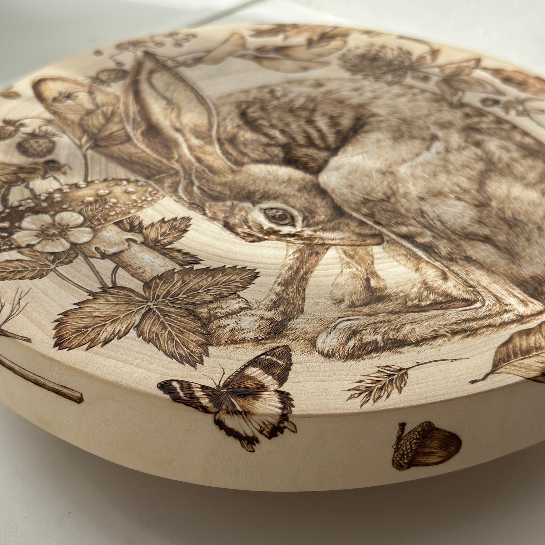 Hare Pyrography Art. the Painting is Burned on Wood. Pyrographic Art ...
