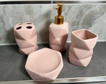 Bade Set Badezimmer 4 Teilig Zubehör Edel Set Keramik Edel style