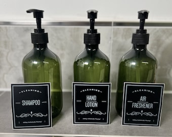 3èr Set Nachfüllb. Shampoo Conditioner Duschgel Spender Flaschen