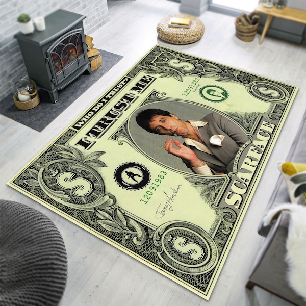 Scary Face Dollar Area Rug, Movie Room Fan Carpet Mat, Office Dollar Decorative Rug