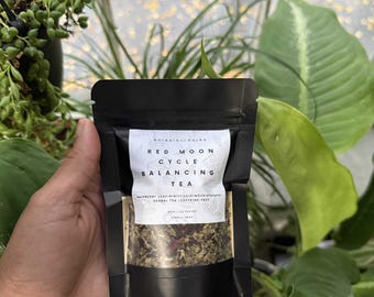 Red Moon Cycle Balancing Tea | Raspberry Leaf Hibiscus Ginger Spearmint | Hormone & PMS Support Herbal Blend