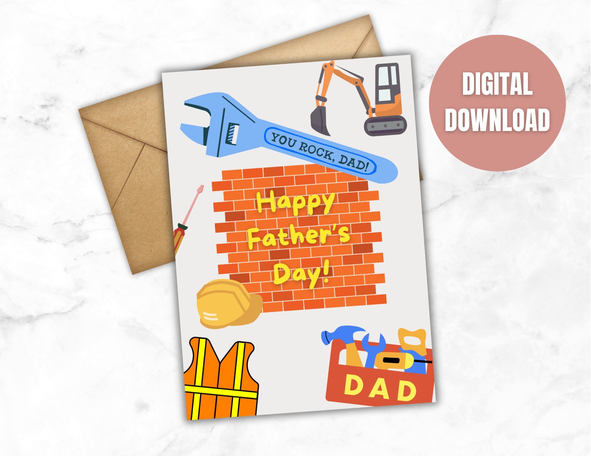 AFDRUKBARE Vaderdagkaartbouwer, je rockt papa, gereedschap, gelukkige  vaderdag, papa, bouwvakker, digitale kaart, instant download - Etsy België, image size:2000x1545