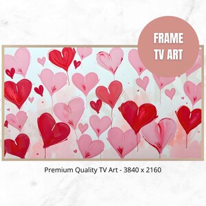 Valentine&#39;s Day Frame TV Art, Digital Download, Love Hearts, Red Pink Abstract Valentines Art for Tv, Valentine Screensaver, JPEG file