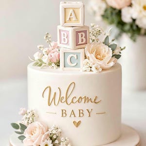 Edible ABC Blocks Cake Decor – Baby Shower, Christening & Birthday Cake Toppers