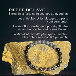 Bronzite, Tourmaline noire, Hématite et Pierre de Lave Bracelet RELATIONS EFFICACES et PARENTALITÉ positive image 5