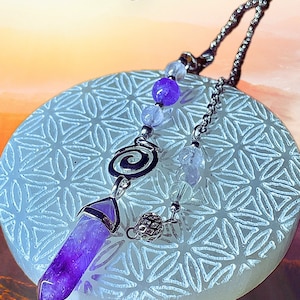 Pendule INTUITION Améthyste - Pierres véritables et Acier Inoxydable