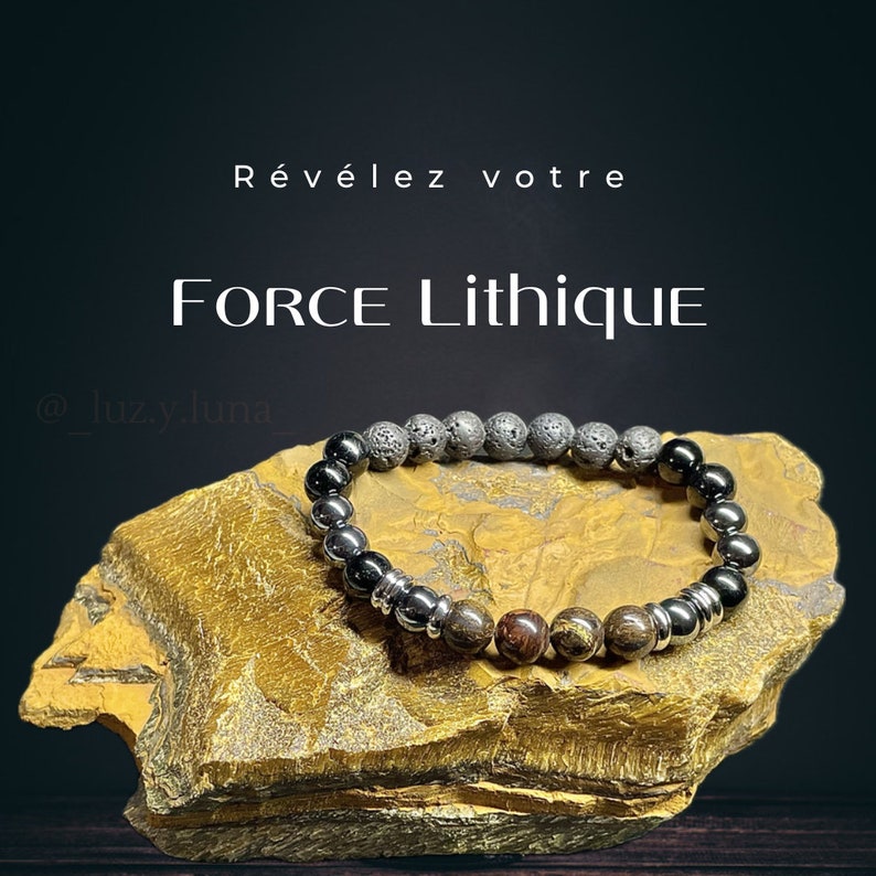 Bronzite, Tourmaline noire, Hématite et Pierre de Lave Bracelet RELATIONS EFFICACES et PARENTALITÉ positive image 6