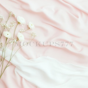 Configuração delicada de casamento, maquete plana, configuração de flores românticas, configuração floral delicada