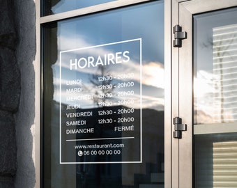 Opening Hours Sticker - Window Customization for Restaurants, Shops, Businesses, Distinctive Logo Creation
