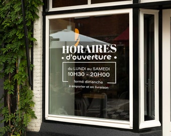 Opening Hours Sticker - Custom Window Decoration for Establishments, Exclusive Logo Creation