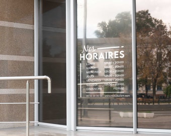 Opening Hours Sticker - Window Customization for Restaurants, Shops, Businesses, Distinctive Logo Creation