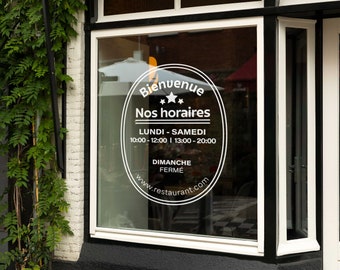 Opening Hours Sticker - Window Customization for Restaurants, Shops, Businesses, Distinctive Logo Creation