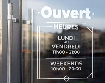 Opening Hours Sticker - Custom Decoration for Restaurant, Shop and Business Windows, Personalized Logo