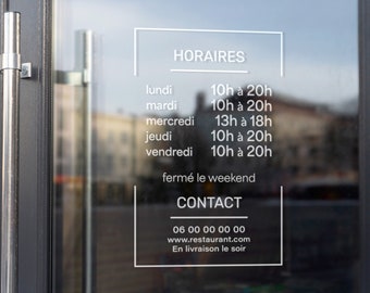 Vinyl Opening Hours - Elegant Window Customization for All Businesses, Custom Logo Design