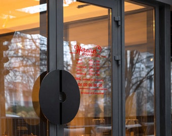 Opening Hours Sticker - Window Customization for Restaurants, Shops and Other Businesses, Unique Logo