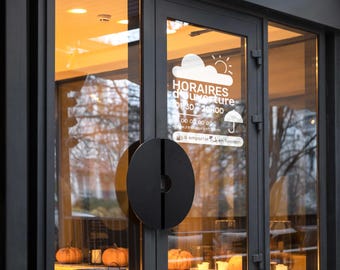 Window Sticker Opening Hours with Cloud - Personalization for Restaurants, Shops and Businesses