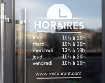 Opening Hours Sticker - Window Customization for Restaurants, Shops, Businesses, Distinctive Logo Creation