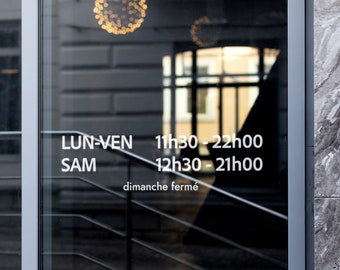 Opening Hours Sticker - Window Customization for Restaurants, Shops and Other Businesses, Unique Logo