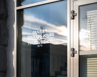 Opening Hours Sticker - Window Customization for Restaurants, Shops and Other Businesses, Unique Logo