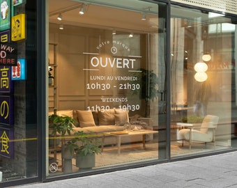 Opening Hours Sticker - Custom Decoration for Restaurant, Shop and Business Windows, Personalized Logo