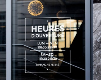 Window sticker Opening hours - Personalization of the window of a restaurant, shop or any other business, window logo sticker