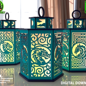 Lanterna del drago STL / Luce fantasy stampata in 3D / Senza supporti / File STL per decorazioni per la casa mitologiche