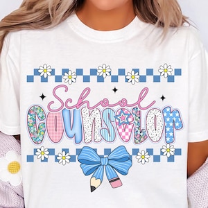 Coquette School Counselor Png, Preppy Floral Counselor Sublimation Design, Counselor Back to School Shirt png, Girly Teacher Counselor PNG