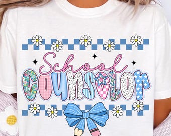Coquette School Counselor Png, Preppy Floral Counselor Sublimation Design, Counselor Back to School Shirt png, Girly Teacher Counselor PNG