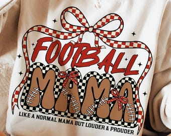 Football Mama Png, Coquette Bow PNG, Checkered Football Mom Png, Football PNG, Game Day Sports Png Retro Football Sublimation