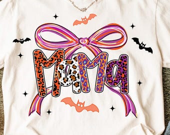 Retro Mama Pumpkin Leopard PNG, Fall Halloween Sublimation Design, coquette Mama HalloweenPNG, Trendy Autumn Digital Download Brushstroke