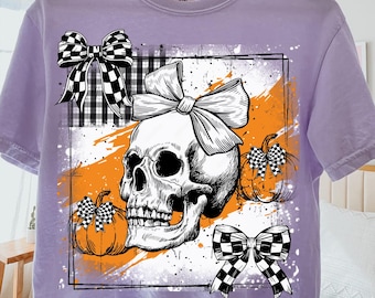 Skull Fall Bow png, Halloween Png, funny halloween skeleton png, Retro Halloween png,pumpkin skeleton png, Spooky Season Png, Fall Png